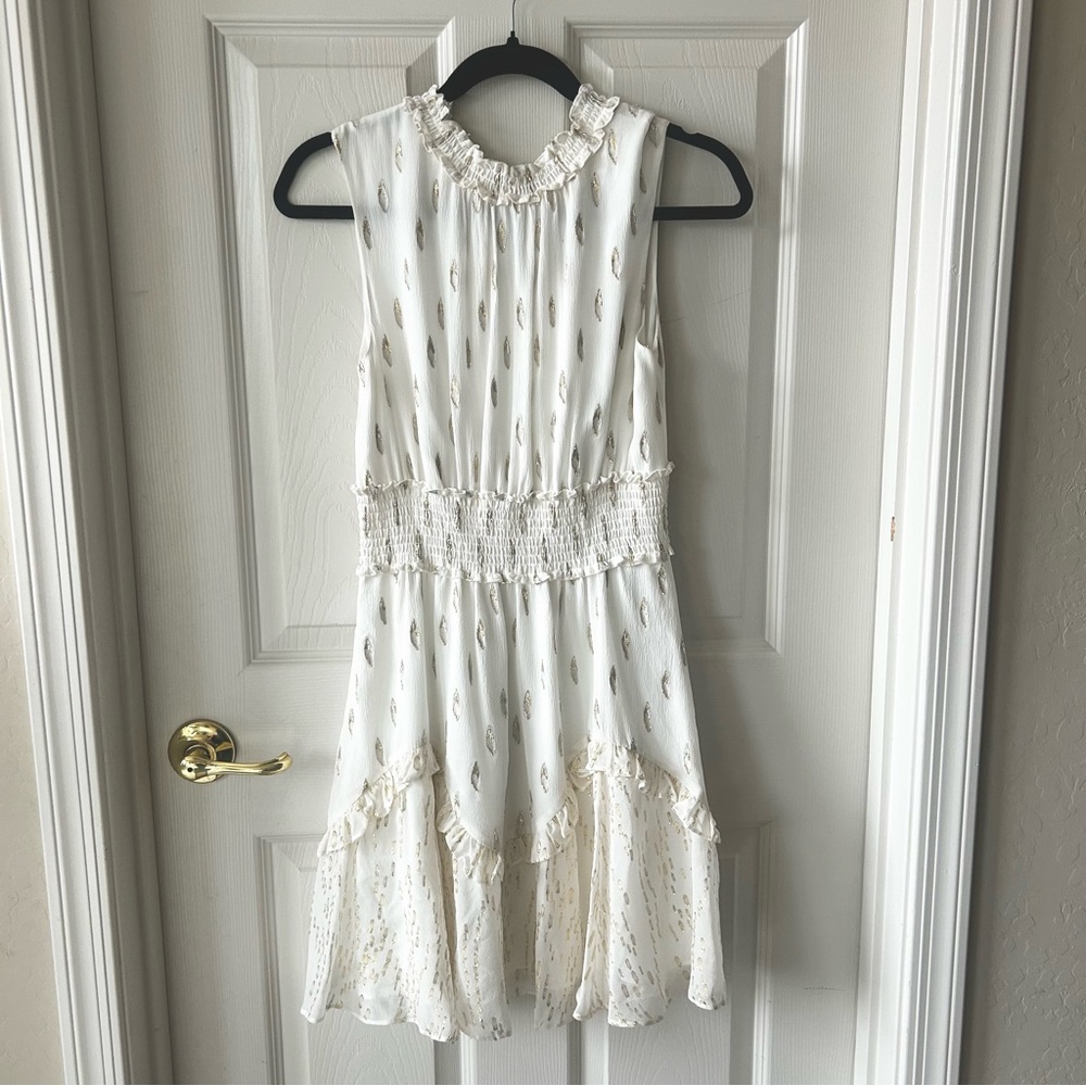 A Loves A White Metallic Silk Party Dress, NWT Small Graduation